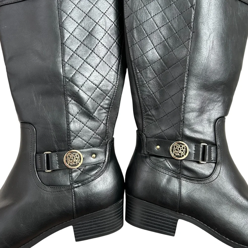 LIZ CLAIBORNE Women’s Torino Riding‎ Boot Memory Foam Wide Calf Zipper Black 11W